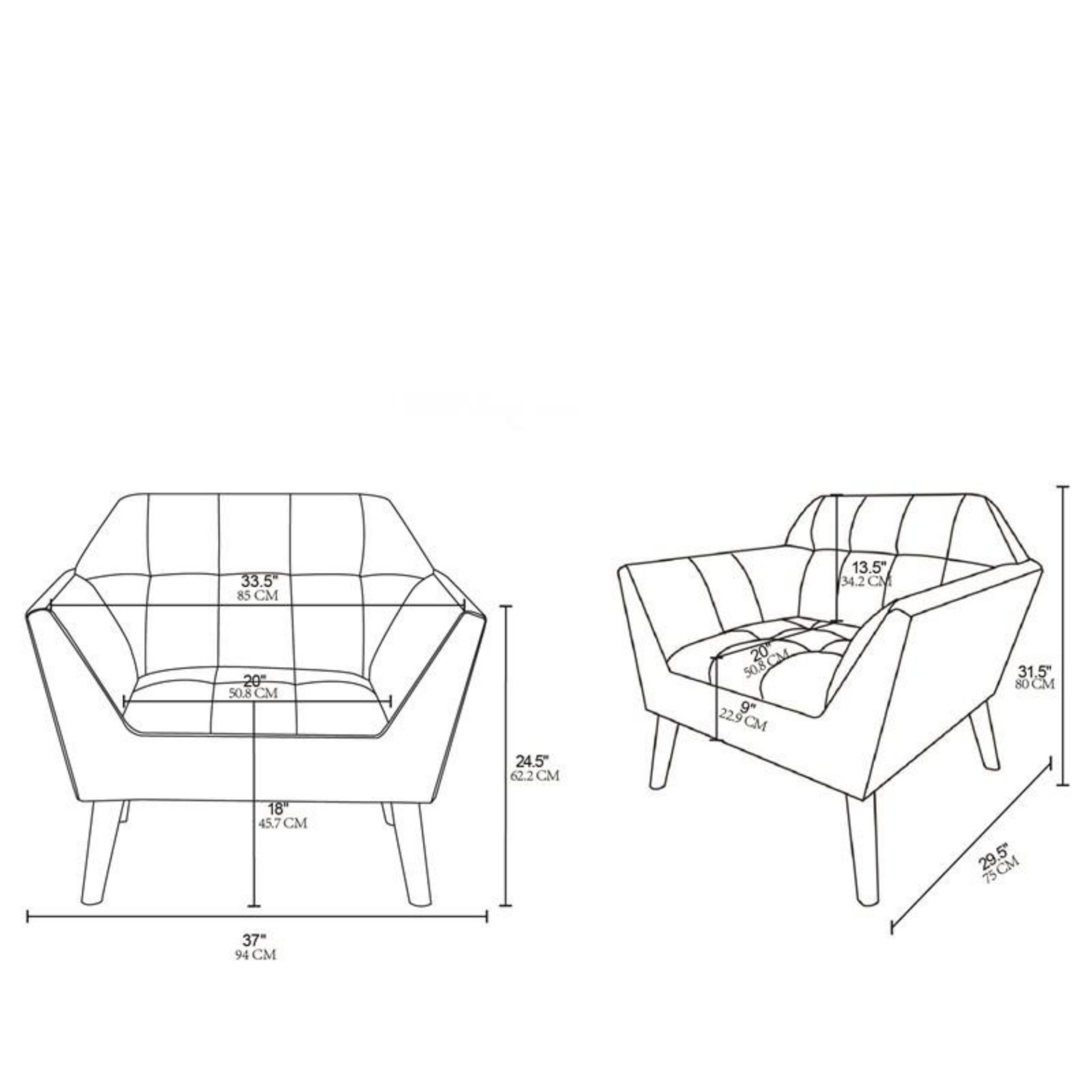 Mid - Century Lounge Chair With Button Tufting Polyester And Pecan Wood - Beige - Image 3