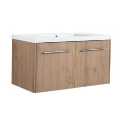 Floating Bathroom Vanity With 36" Cabinet And Resin Sink Soft Close Doors Plywood Construction - Imitative Oak