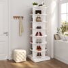 New 360 Rotating Shoe Cabinet 7 Layers Holds Up To 28 Paris Of Shoes - White - Image 2