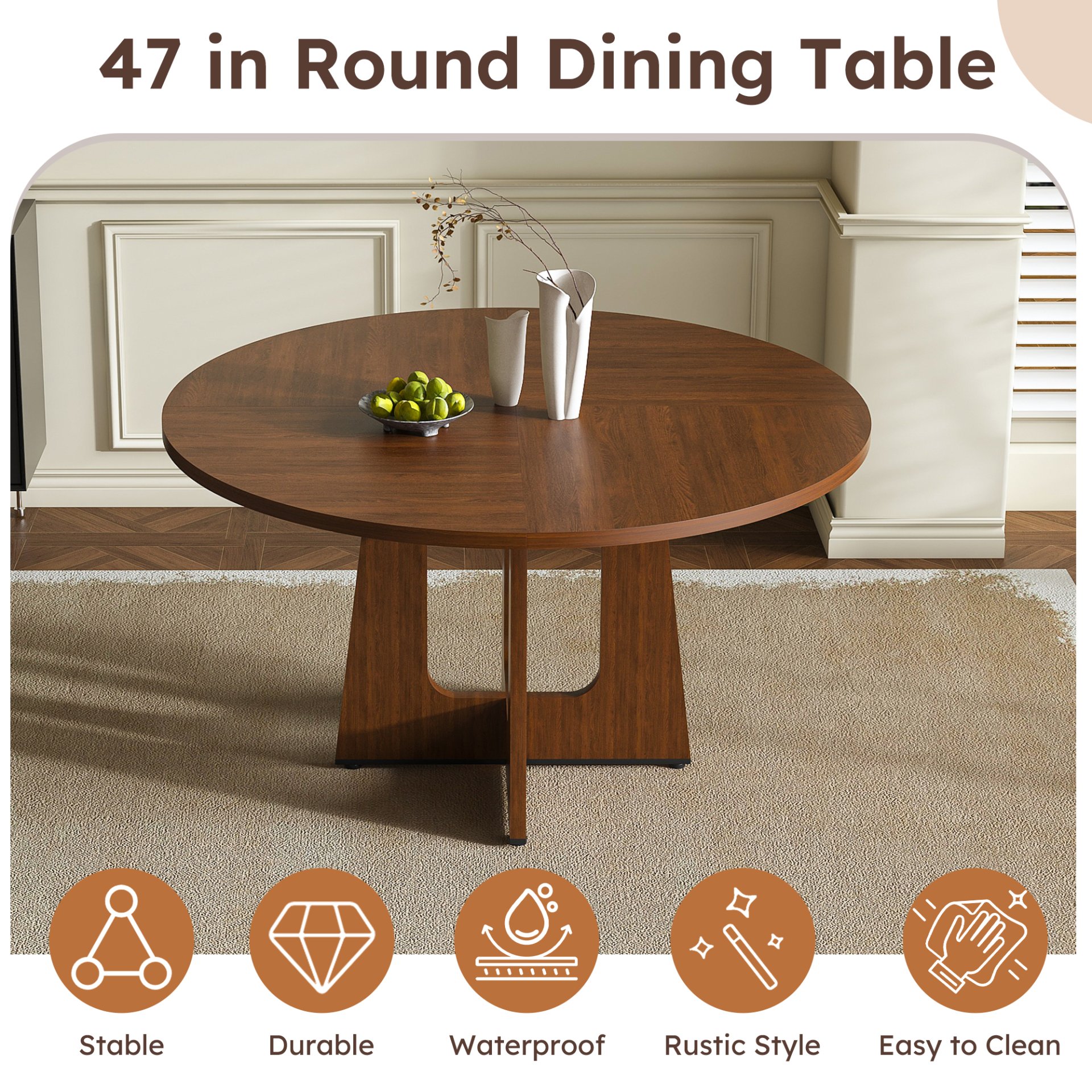 Spiced Round Dining Table For 4 - Walnut - Image 19