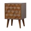 Cube Carved Bedside Table Nightstand - Chestnut - Image 4