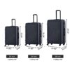 3 Piece Luggage Sets, Lightweight Suitcase With Two Hooks, Spinner Wheels, Tsa Lock, (20/24/28) - Black - Image 3