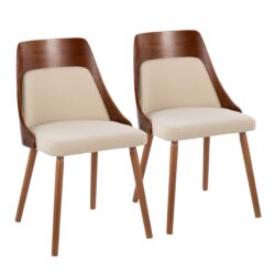 Anabelle - Mid-Century Modern Chair (Set of 2) - Cream / Walnut