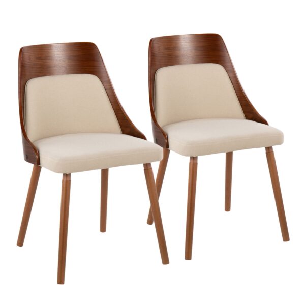 Anabelle - Mid-Century Modern Chair (Set of 2) - Cream / Walnut