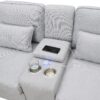 Upholstered Sofa With Console, 2 Cupholders And 2 USB Ports Wired Or Wirelessly Charged, Modern Linen Fabric Couches With 4 Pillows (4 Seat) - Light Gray - Image 17