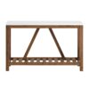Farmhouse A Frame Faux Marble Entry Table With Lower Shelf - White / Walnut - Image 2