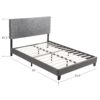 Queen Size Upholstered Platform Bed Frame, Wood Slat Support - Gray - Image 7
