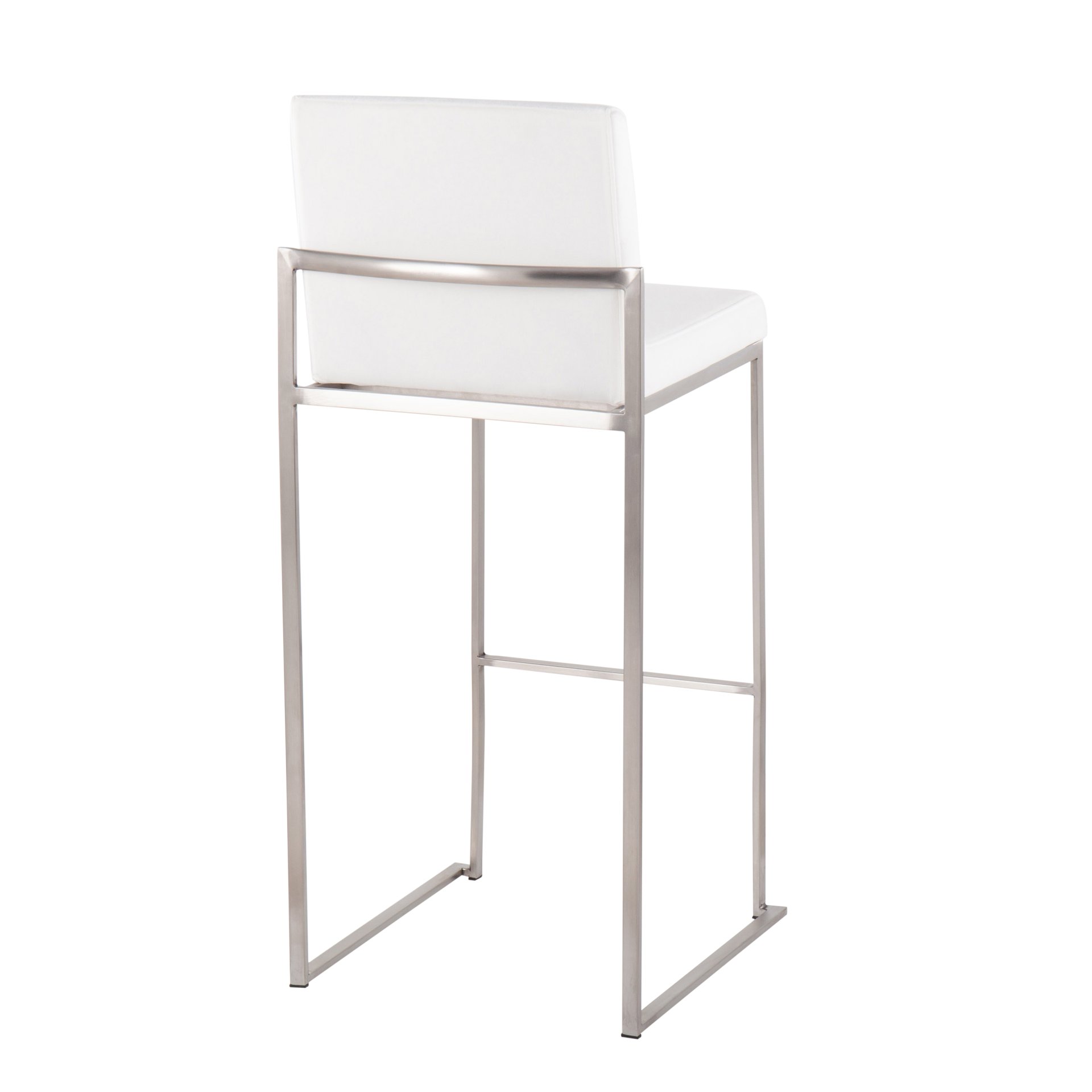 Fuji - Contemporary High Back Barstool (Set of 2) - White - Velvet - Image 4