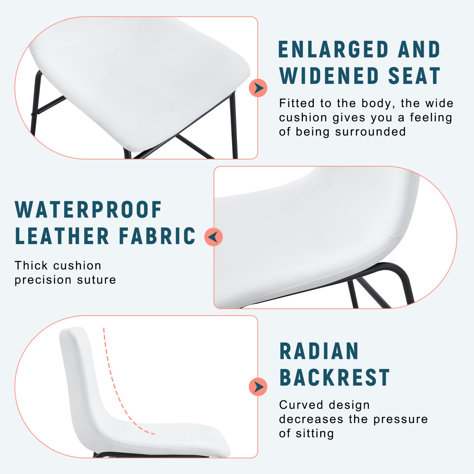 (Set of 4) Classic Chairs, A Stylish Seat Perfect For Modern Minimalist And Industrial Style Environments - White - Image 10