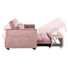 Convertible Sofa Bed 3 In 1 Pull Out Couch With Reclining Backrest And Pillows - Pink - Image 10