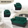Modern Convertible Sleeper Sofa Bed With Pull Out Queen Design, Side Storage & Thick Cushions Chenille Loveseat For Living Room Or Bedroom 3 In 1 Function - Green - Image 12