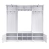 Wide Hall Tree With Shoe Storage, 4 In 1 Entryway Bench With 8 Cubbies, 7 Coat Hooks & Adjustable Shelf For Hallway - White - Image 13