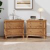Hazel - 3 Drawer Side Table For Living Room, Hallway, Entryway (Set of 2) - Natural - Image 2