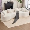 4 Seater Sofa With Chenille Fabric, 30D, 60 Hardness Full Sponge, 4 Pillow For Living Room, Home Furniture Sleeper Sectional Sofa For Apartment - White - Image 2