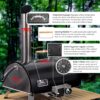 Pizza Oven Outdoor 12" Automatic Rotatable Pizza Ovens Portable Stainless Steel Wood Fired Pizza Oven Pizza Maker With Built-In Thermometer Pizza Cutter Carry Bag - Black - Image 4