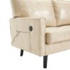 Mid Century Modern Loveseat Sofa, 2 Seater With USB & Removable Pillow Cover - Camel - Image 24