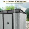 6Ft X 5Ft Outdoor Metal Storage Shed With Lockable Sliding Doors And Transparent Plate For Garden, Lawn - White / Black - Image 8
