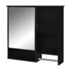 Modern Wall Mounted Bathroom Medicine Cabinet, Bathroom Wall Storage Cabinet With Mirror, Over The Toilet Space Saver Cabinet With Towels Bar - Black - Image 12