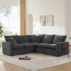Modern L Shape Modular Sofa, 5 Seat Chenille Sectional Couch Set With 2 Pillows Included, Freely Combinable Indoor Funiture - Black / Gray - Image 12
