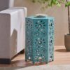 Galore - Side Table With Sunburst Cut Out Design - Teal - Image 7