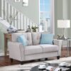 Modern Living Room Loveseat Linen Upholstered Couch Furniture For Home Or Office - Light Gray - Image 2