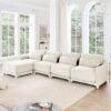 Elegant Four Seater Sofa With Movable Ottoman Ergonomic Design - White - Image 19