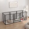 53.94" 8 Panels Heavy Duty Metal Playpen With Door, Dog Fence Pet Exercise Pen For Outdoor, Indoor - Black - Image 2