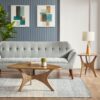 Triangle Wood Coffee Table Mid - Century Modern Design - Light Brown - Image 9