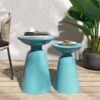 Serenita - Outdoor Iron Side Tables With Flared Design, (Set of 2) - Teal - Image 9