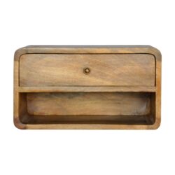 Floating Curve Open Slot Nightstand - Oak