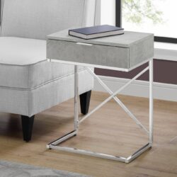 Accent Side Table, Storage Drawer, Contemporary Stylish - Gray