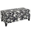 Luxury Storage Ottoman With Floral Patterned Fabric, Soft Close Hinges, Multi Functional Footrest & Seat - Black Floral / White - Image 17