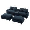 Contemporary Chenille Upholstered Sectional Sofa With Ottomans, USB Ports, Cup Holders & Storage - Blue - Image 23