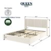 Anna - Queen Patented 2 Drawer Storage Bed, Upholstered Wingback - Ivory Velvet - Image 11