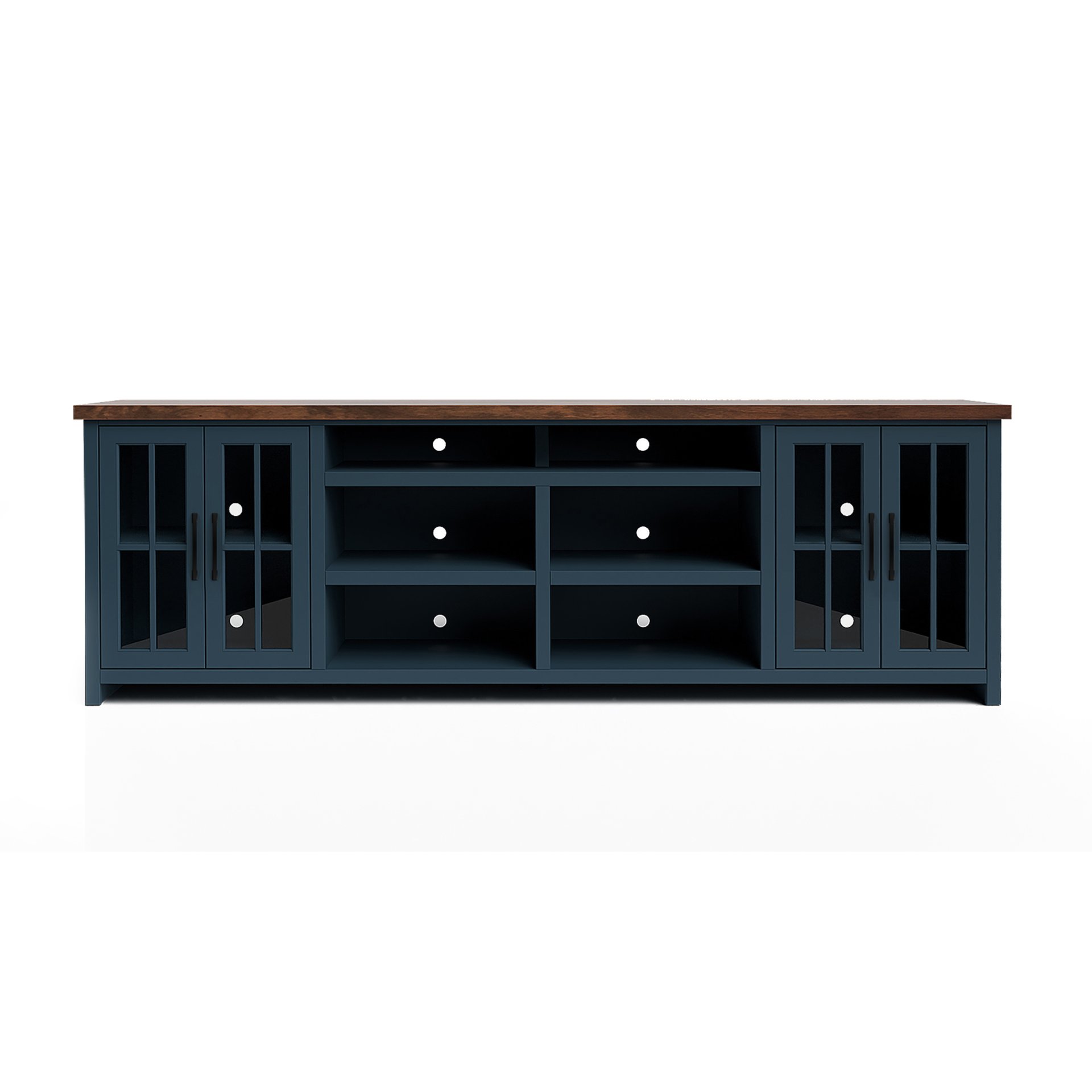 Nantucket - TV Stand Console For TVs Up To 100" - Blue Denim, Whiskey - Image 6