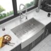 Farmhouse 36" Kitchen Sink Stainless Steel Apron Front - Brushed Nickel - Image 4
