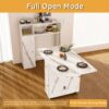 Multifunctional Folding Dining Table With Wall Mounted Sideboard & Storage Space Saving Design - White - Image 18