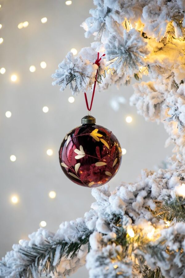 Christmas Ball Ornaments, Glass Decorative Hanging Ball Christmas Tree Ornaments, For Holiday Party Decorations (Set of 4) - Red
