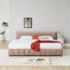 Modern King Size Upholstered Bed With Headboard And Storage Drawer - Pink - Image 8