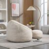 Bedding Bean Bag Sofa Chair High Pressure Foam Bean Bag Chair Adult Material With Padded Foam Padding Compressed Bean Bag With Footrest - Beige - Image 9