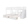 Full Over Twin & Twin Classic Triple Bunk Bed With Drawers And Guardrails - White - Image 10