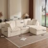 Cloud L Shape Modular Sectional Sofa With Ottoman, 3 Seater Convertible Couch - Beige - Image 3