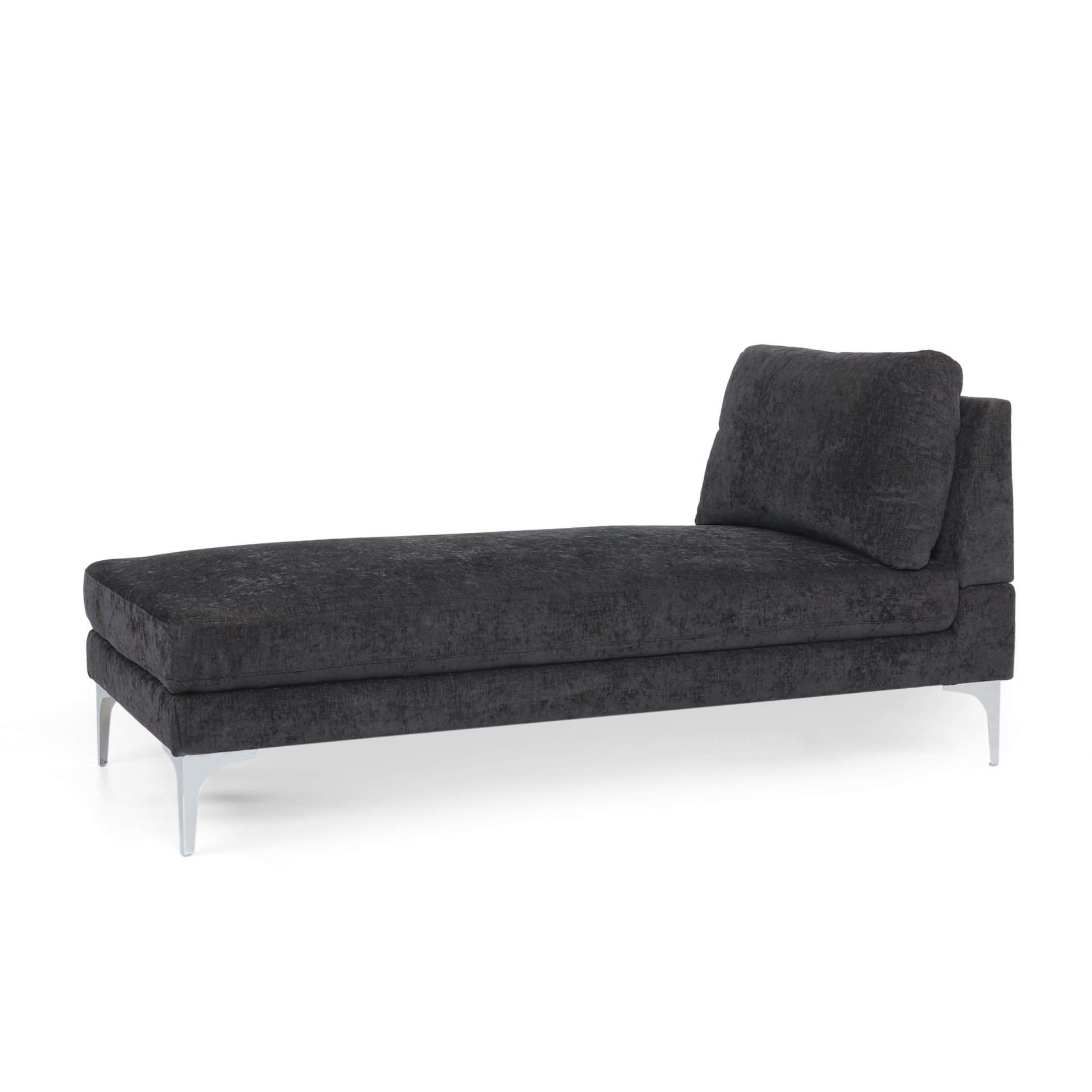 Fabric Upholstered Chaise Lounge With Iron Bracket Legs - Gray - Image 6