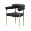 Dining Chairs (Set of 2), Mid-Century Modern Dining Chairs, Kitchen Dining Room Chairs, Round Boucle Backrest Sherpa Dining Chair With Brushed Bronze Metal Legs - Dark Green Black - Image 2