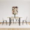 Modern Dining Chairs (Set of 4) With Linen Fabric Upholstered Seat, Spoon Shape Design - Black / Beige - Image 7