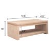 Modern Wood Coffee Table With Beaded Trim, Light, Farmhouse & Coastal Living Room Furniture - Natural - Image 3