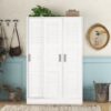 3 Door Shutter Wardrobe & Shelves - White - Image 24