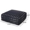 Dalm - Fabric Square Pouf Ottoman With Polystyrene Beads Filling - Dark Blue / White - Image 3