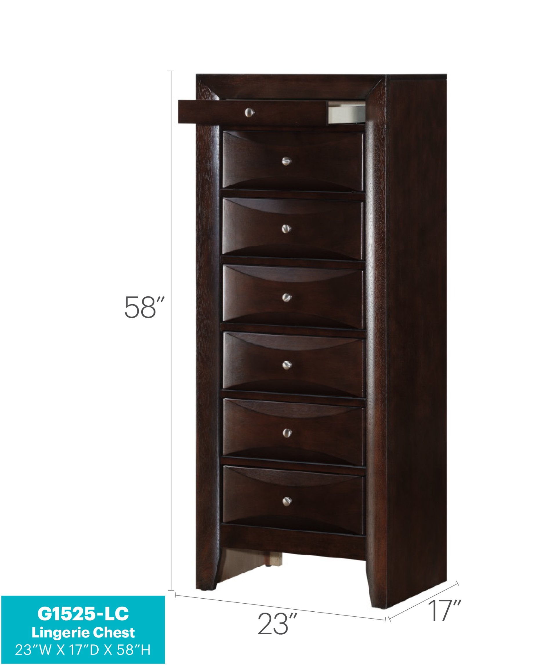 Marilla - 7 Drawer Lingerie Chest - Cappuccino - Image 6