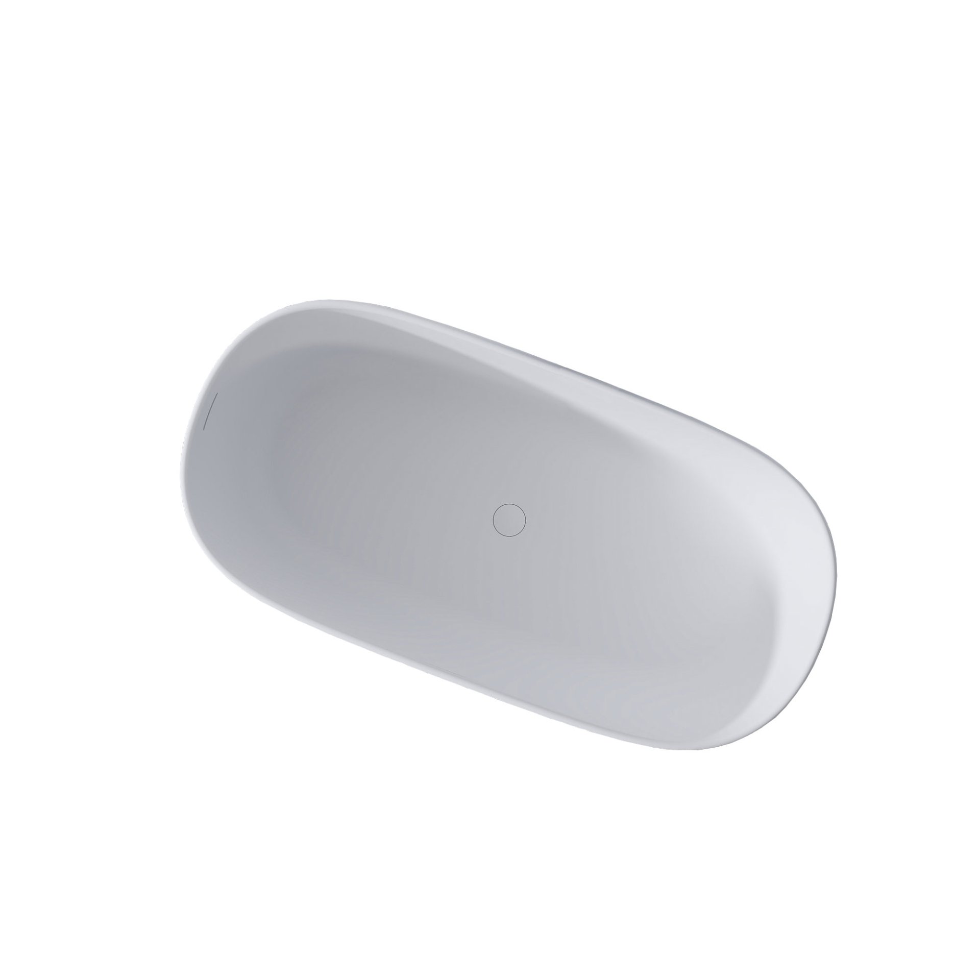 Freestanding Bathtub Resin Stone Soaking Bathtub Solid Surface Modern Tubs With Overflow And Pop-Up Drain - Matte White - Image 8